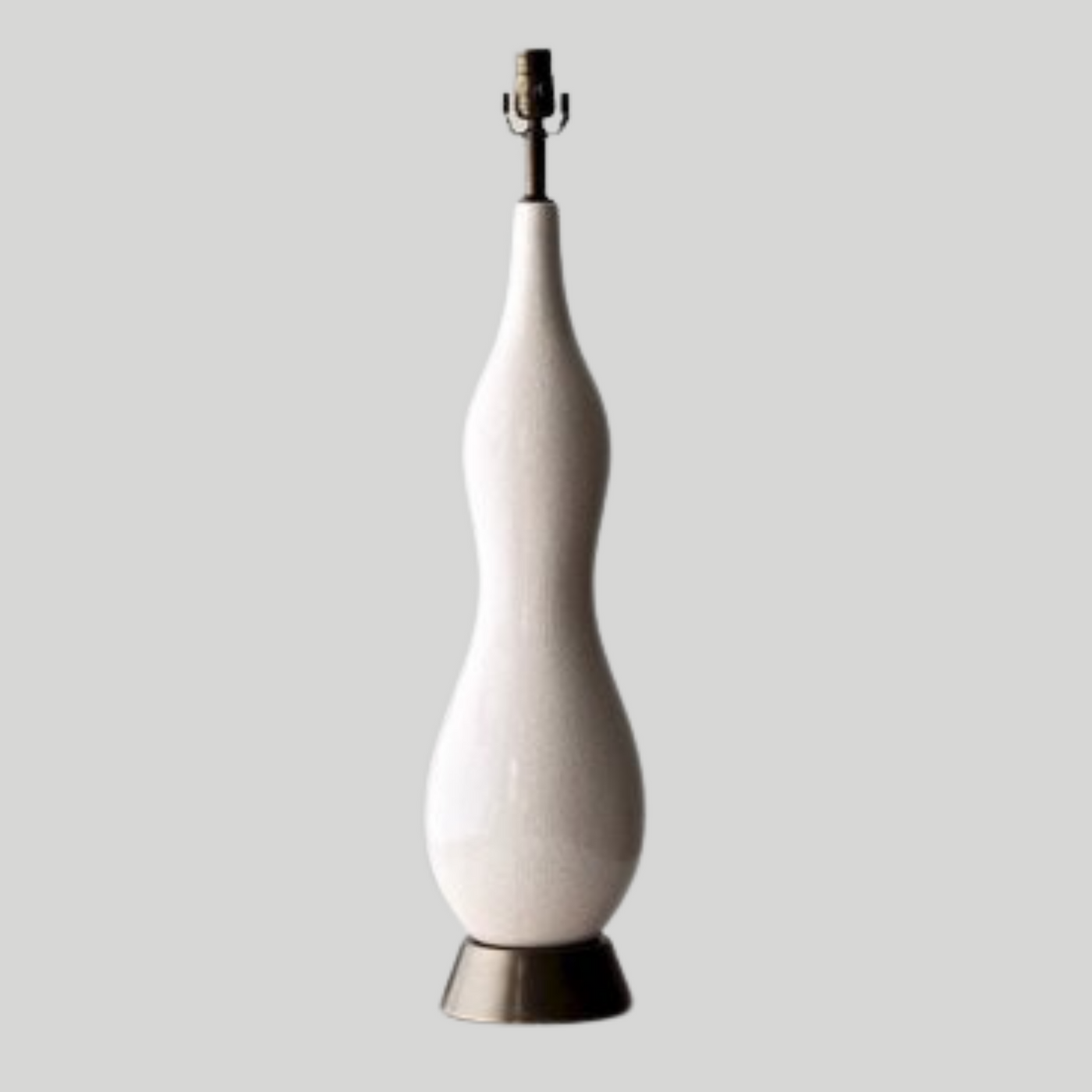 Tall White Gourd Lamp With Crackle Finish
