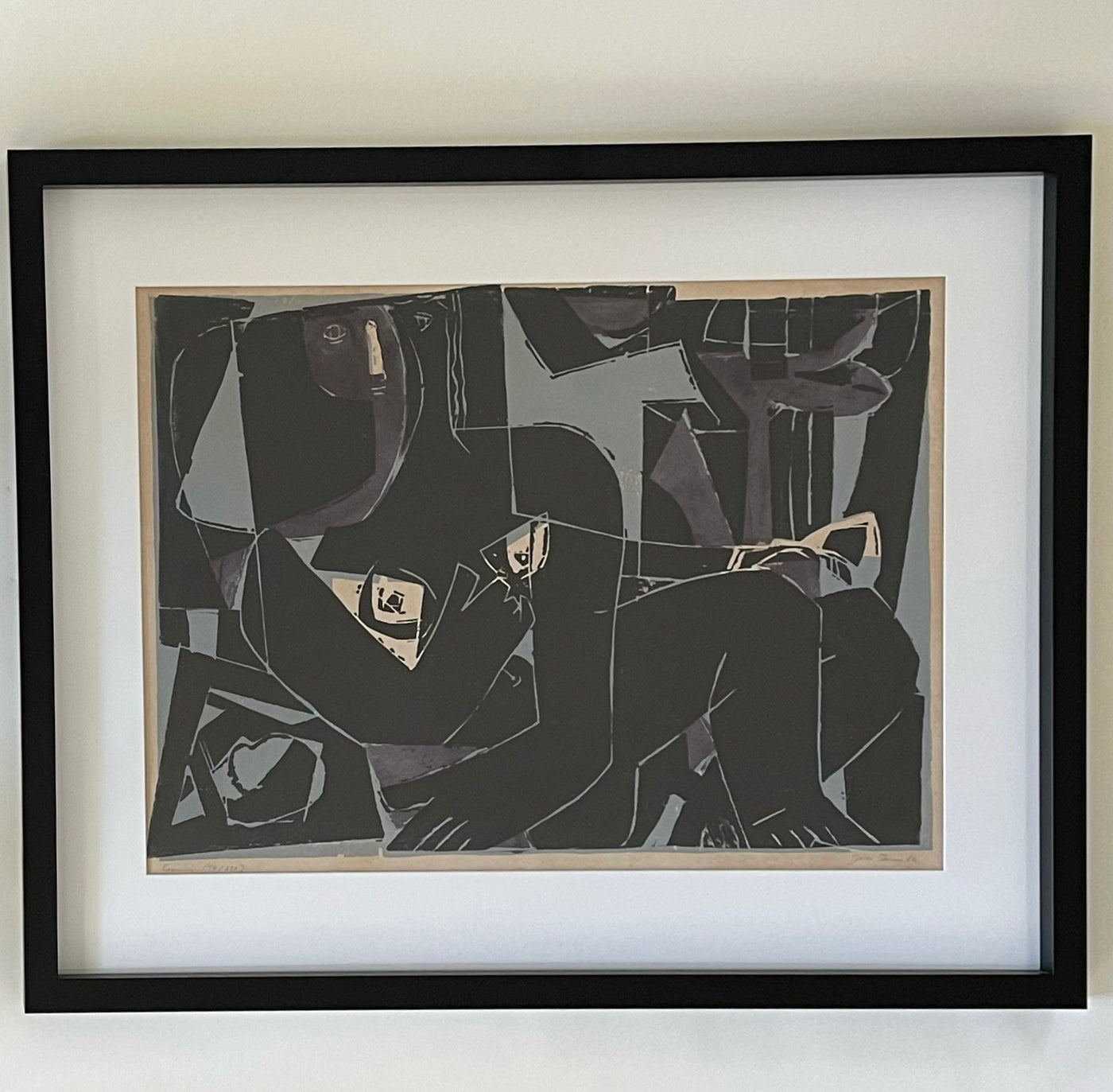 Framed Abstract Lithograph, C. 1964