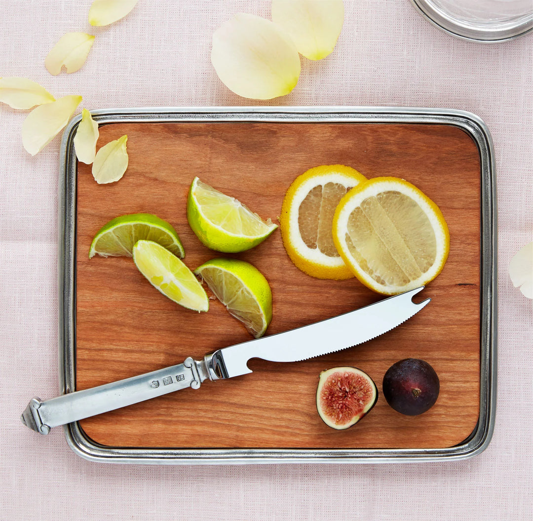 Pewter Bar Tray with Wood Insert and Bar Knife Set by MATCH