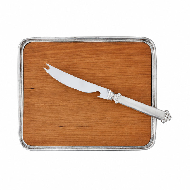 Pewter Bar tray with Wood insert and Bar Knife set