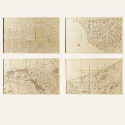Set of Four Framed French Map Fragments