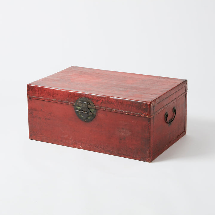 Vintage Chinese Red Leather Trunk