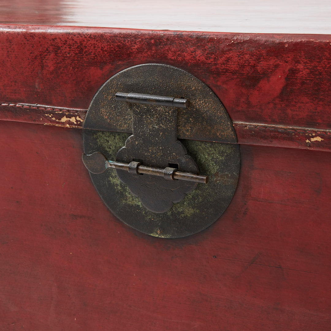 Vintage Chinese Red Leather Trunk