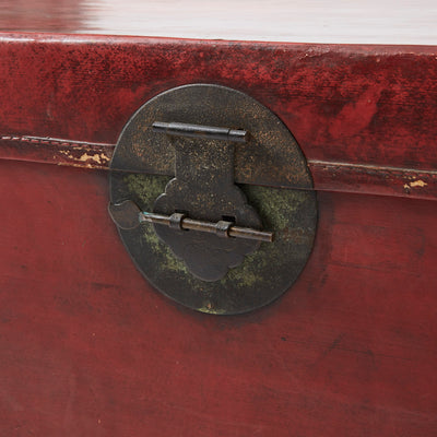 Vintage Chinese Red Leather Trunk