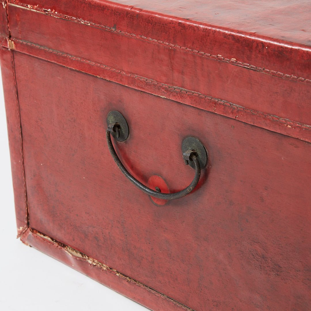 Vintage Chinese Red Leather Trunk