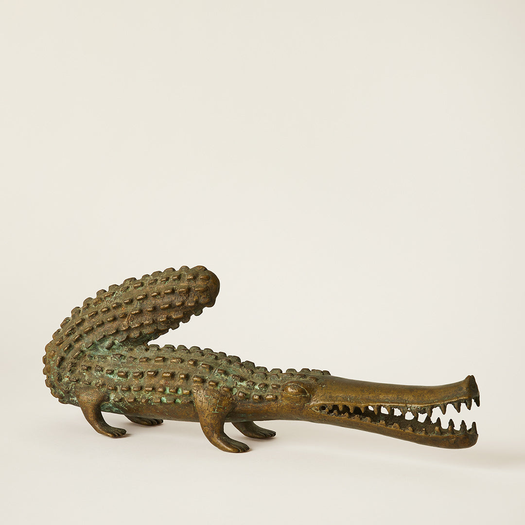 Cast Bronze Crocodile, West African, c. Mid 20th century