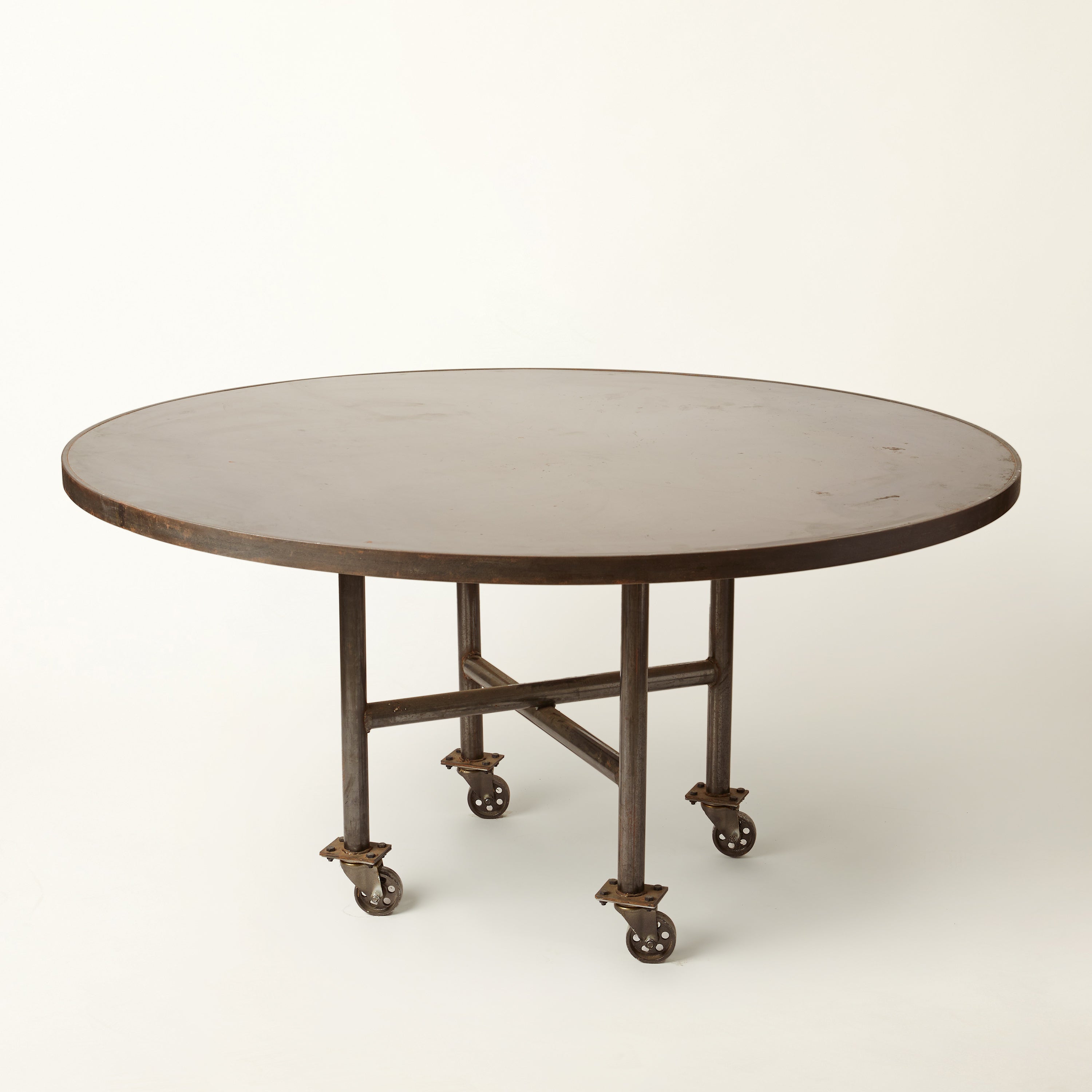 Industrial Style Round Metal Table on Casters – George Home CT