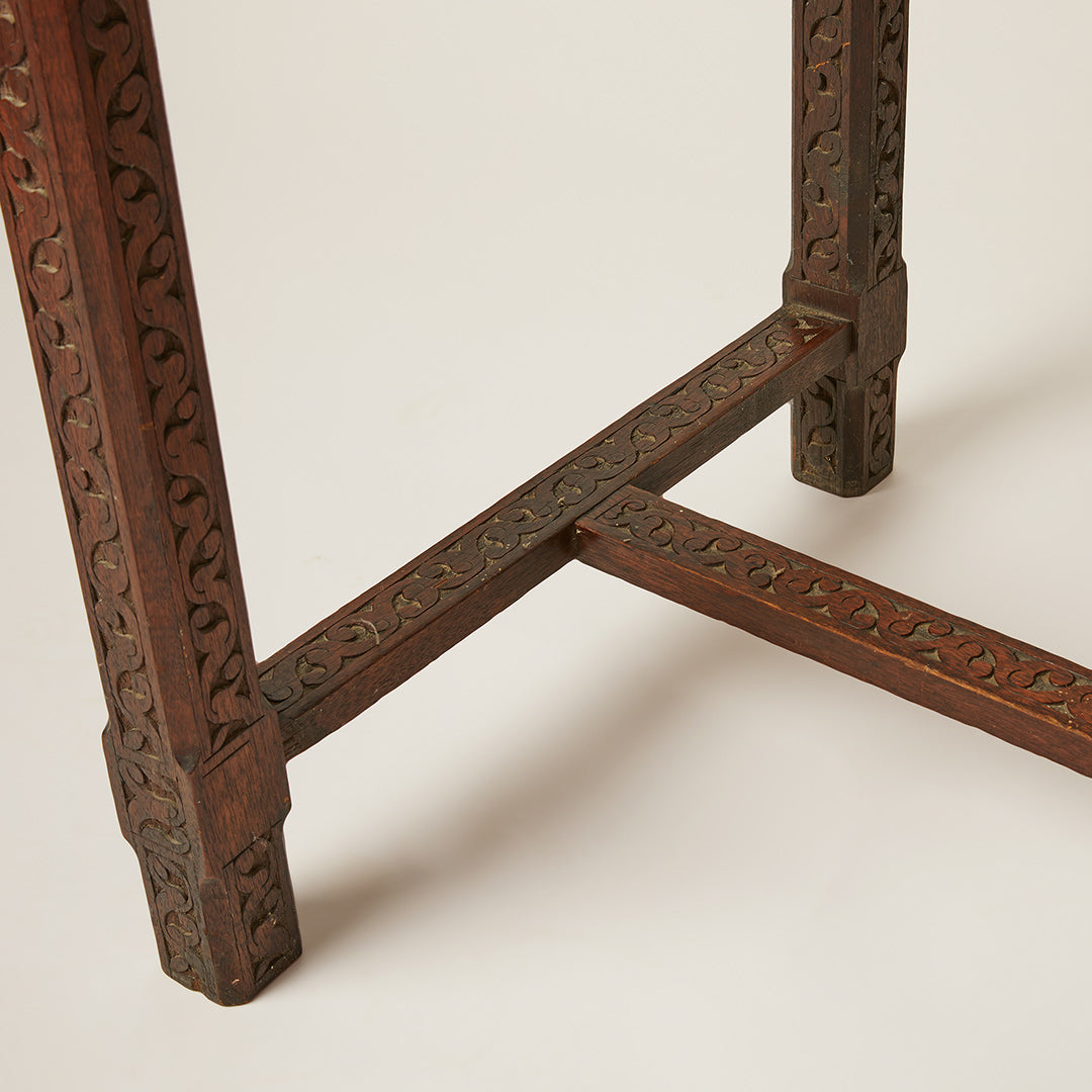 Moroccan Style Carved Wood Tea Table