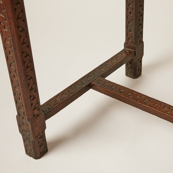 Moroccan Style Carved Wood Tea Table