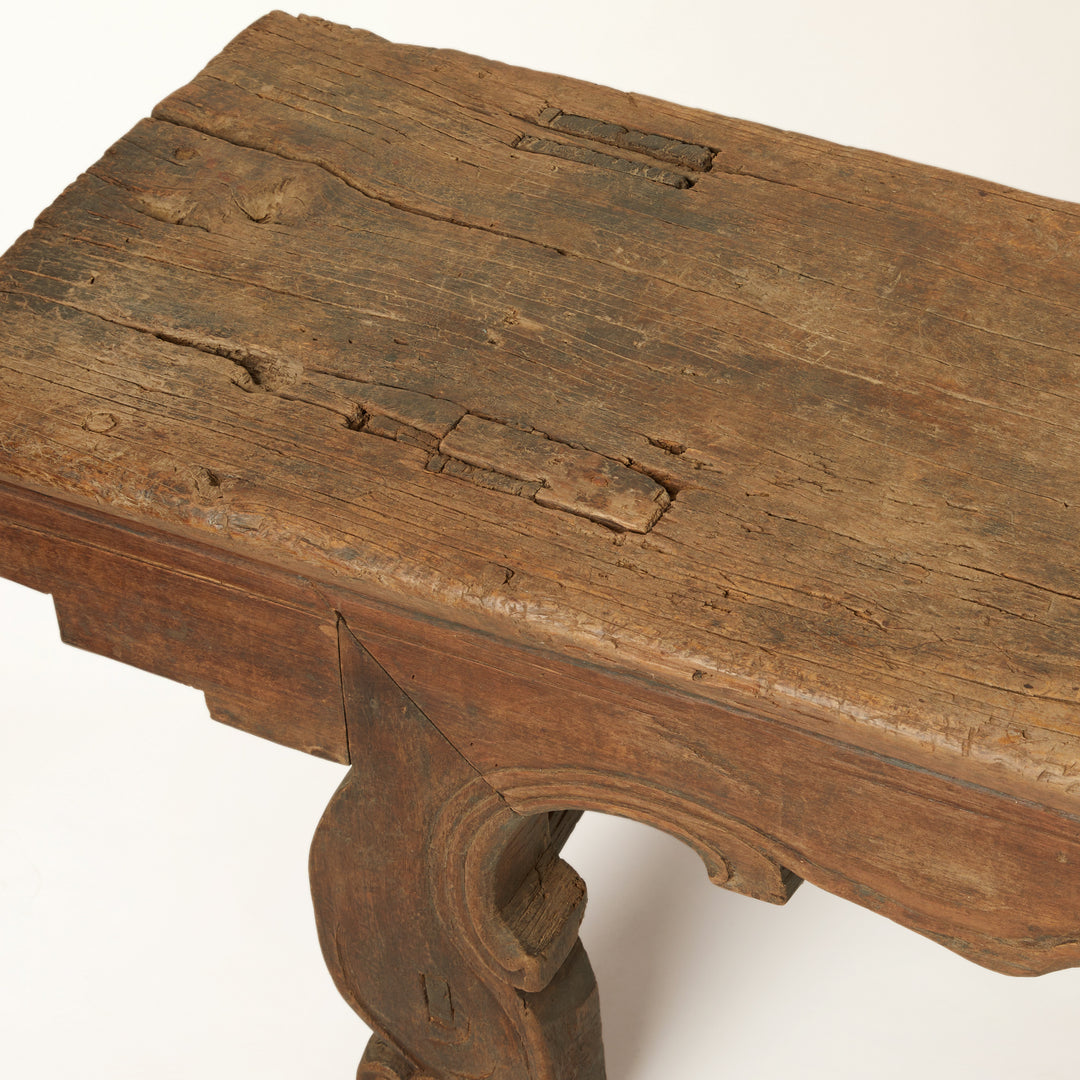 Large Carved Qing Dynasty Bench