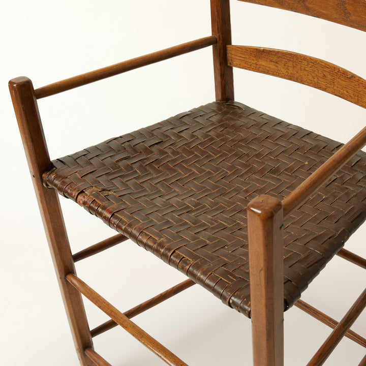 Vintage Shaker Style Chair with Painted Splint Woven Seat