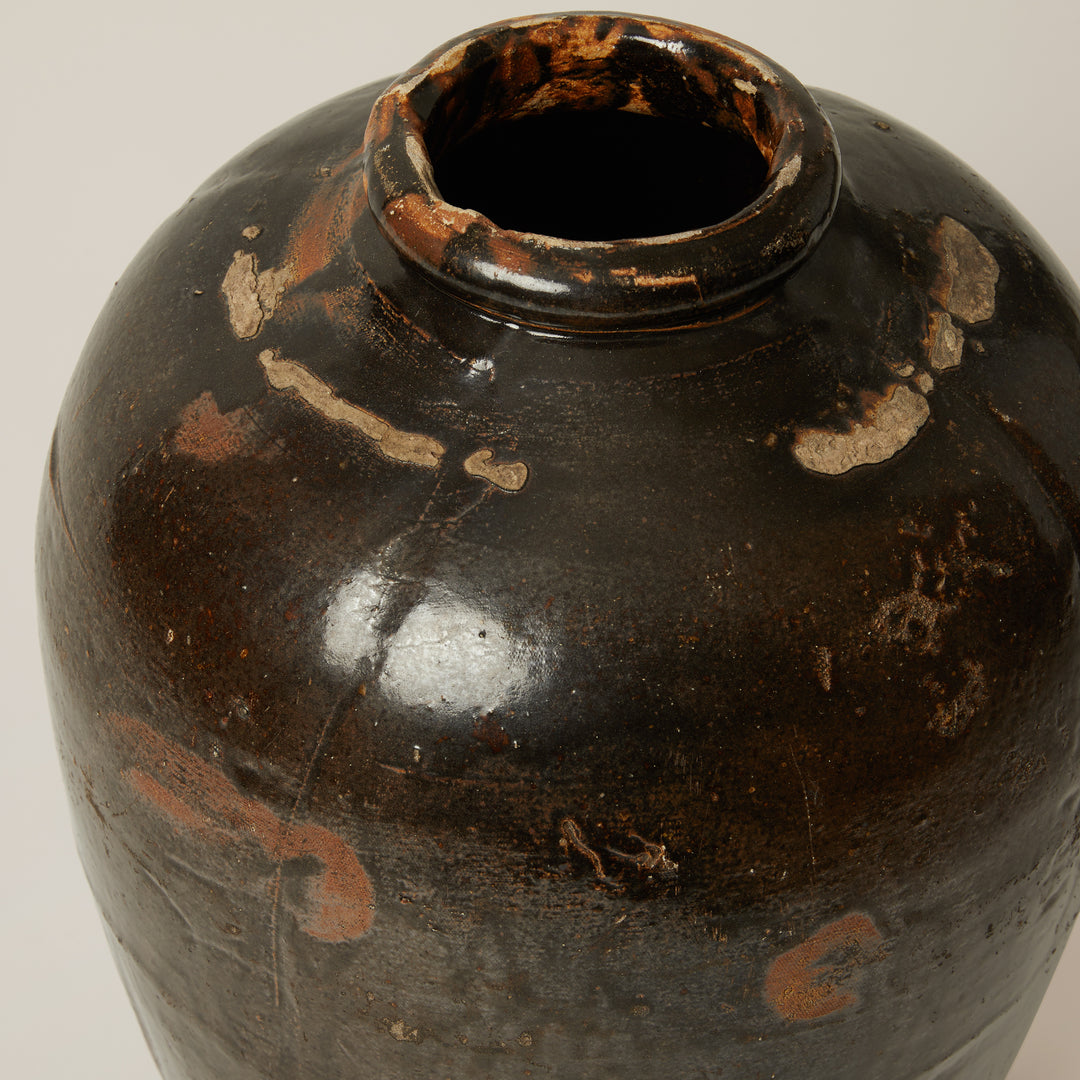 Large Chinese Brown Glazed Jar