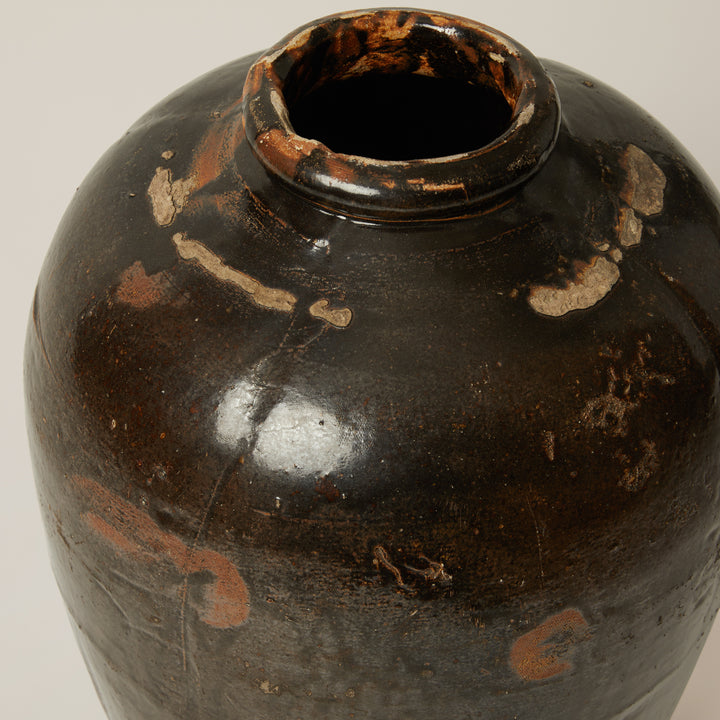 Large Chinese Brown Glazed Jar