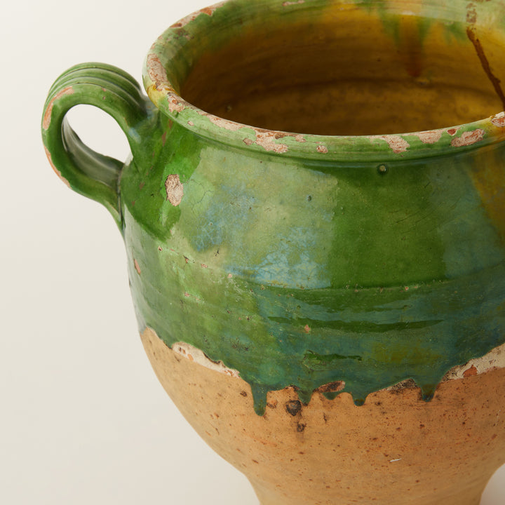 Rare Large Green Glazed Confit Pot, French