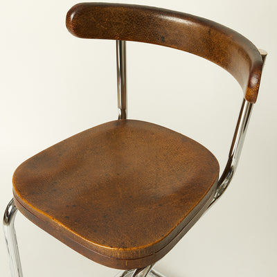 Vintage Leather and Chrome "Thonet" Bar Stool by York Street Studio