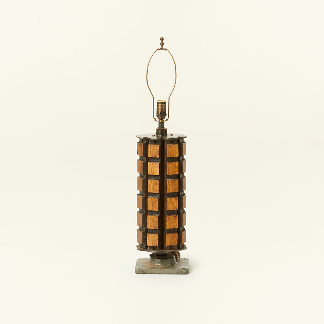 Pair of Wood and Iron Industrial Style Lamps