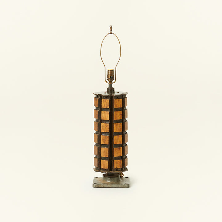 Pair of Wood and Iron Industrial Style Lamps