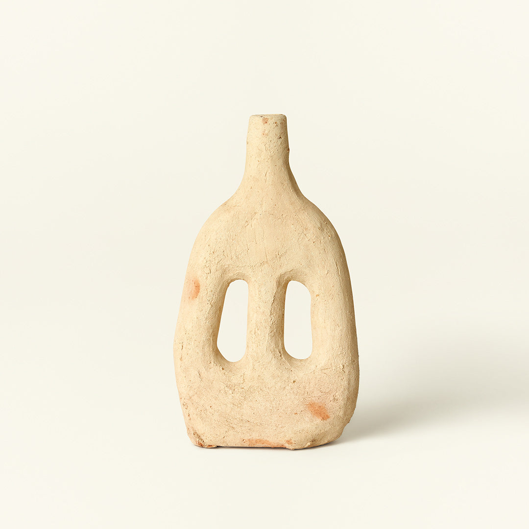 Moroccan Tamegroute Unglazed Ceramic Bisque Sculpture/ Vessel