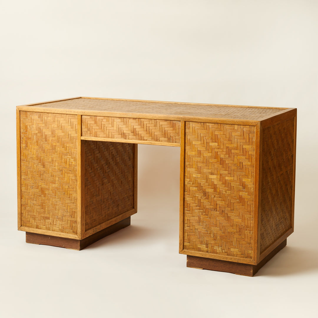 Woven Bamboo Desk, Italian c. 1960