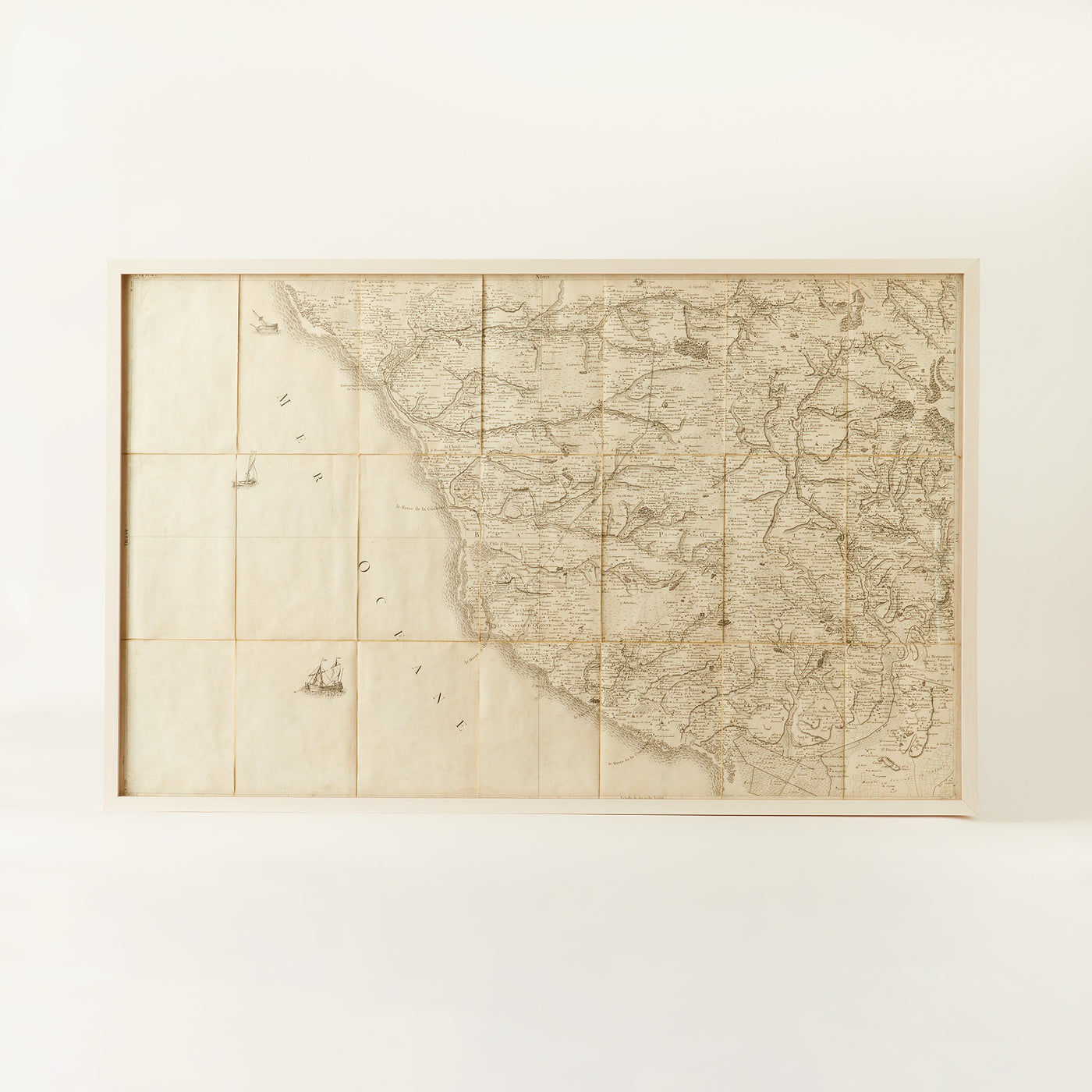 Set of Four Framed French Map Fragments