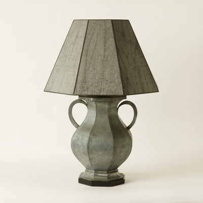 Large Decorative Mica Glazed Urn Lamp with Matching Shade