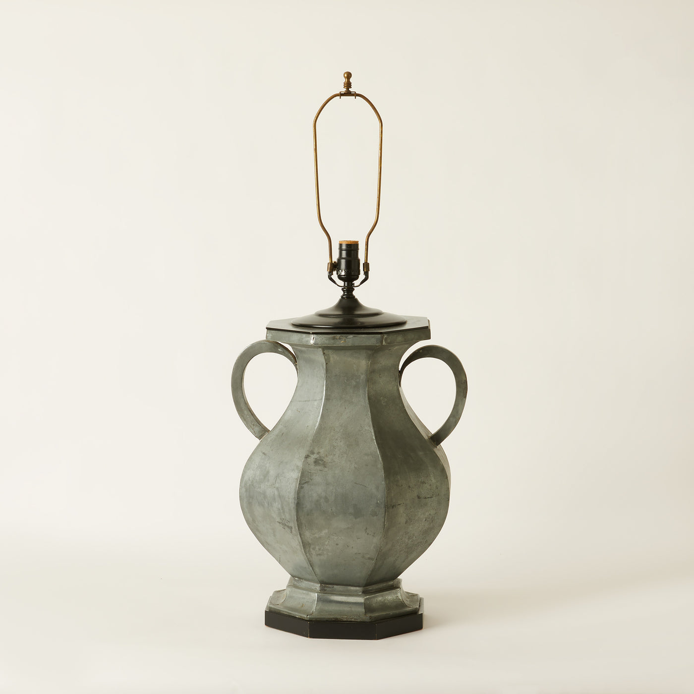 Large Decorative Mica Glazed Urn Lamp with Matching Shade