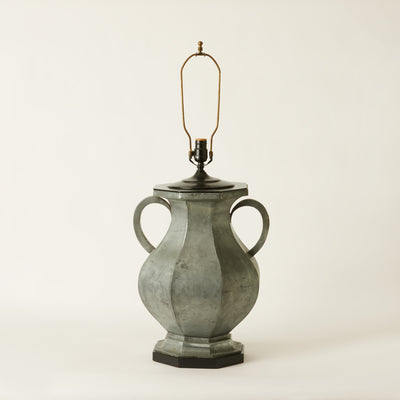 Large Decorative Mica Glazed Urn Lamp with Matching Shade