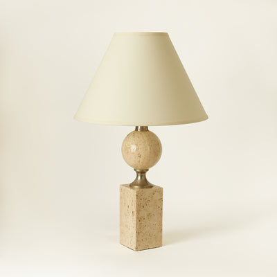 Travertine Table Lamp by Philippe Barbier, French, c. 1970