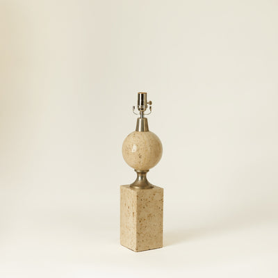 Travertine Table Lamp by Philippe Barbier, French, c. 1970
