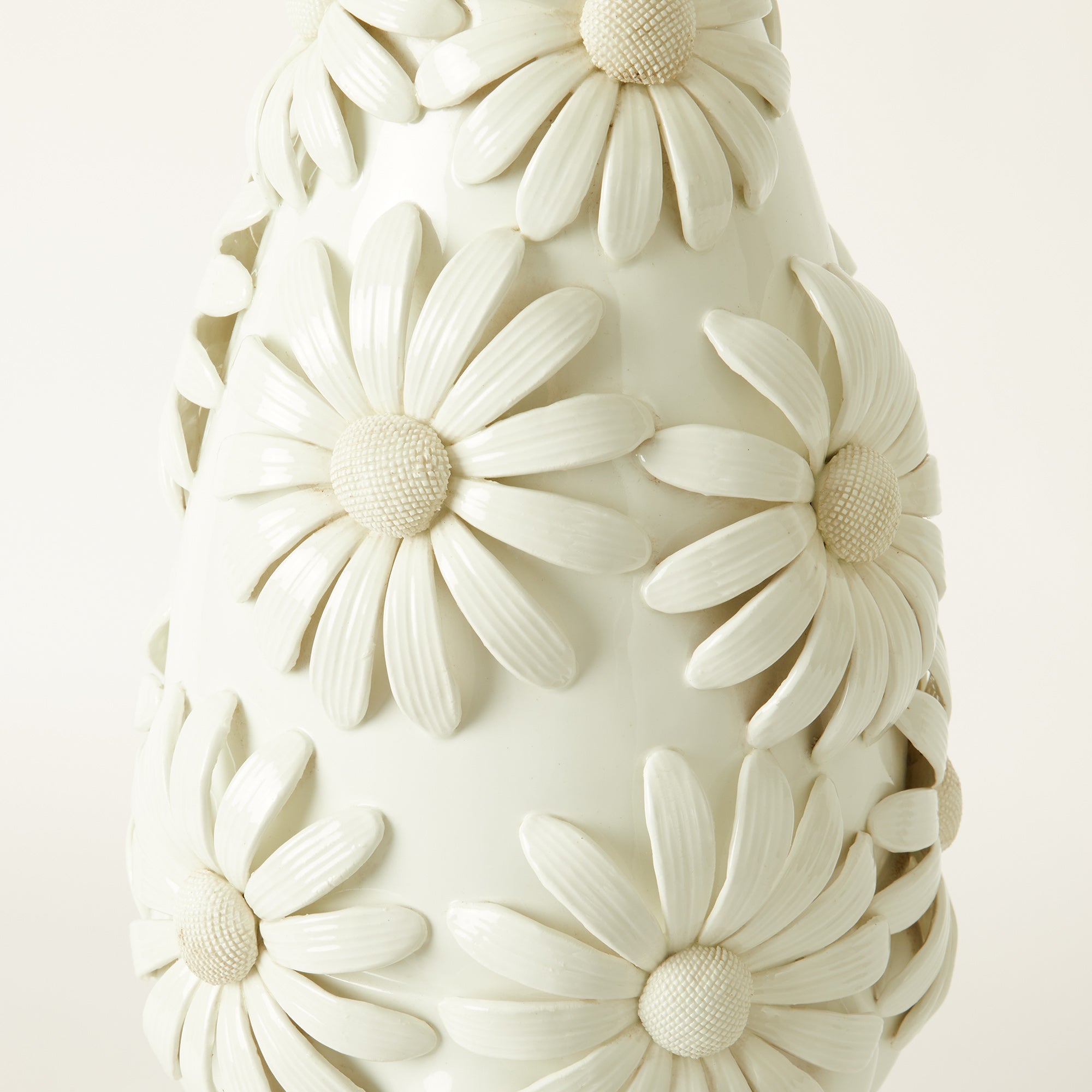 Large Vintage Floral Porcelain Table Lamp, Spanish c. 1960s