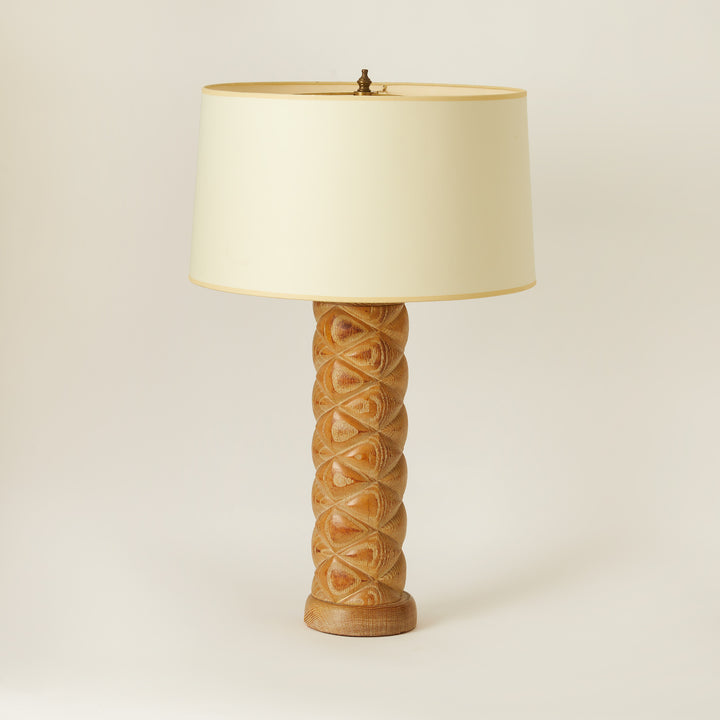 Pair of Cirused Oak Carved Lamps, French c. 1940