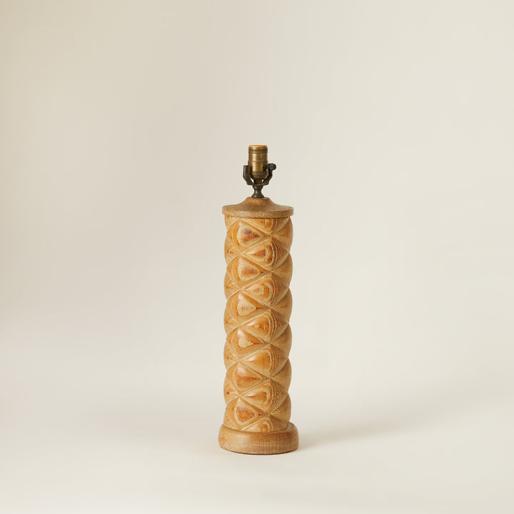 Pair of Cirused Oak Carved Lamps, French c. 1940