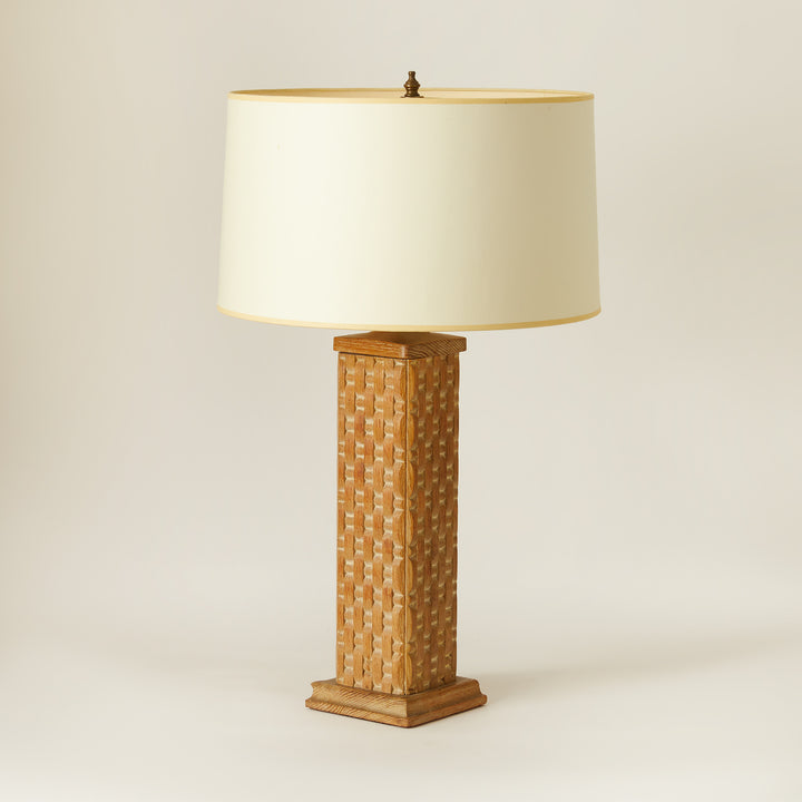 Pair of Cirused Oak Carved Lamps, French c. 1940