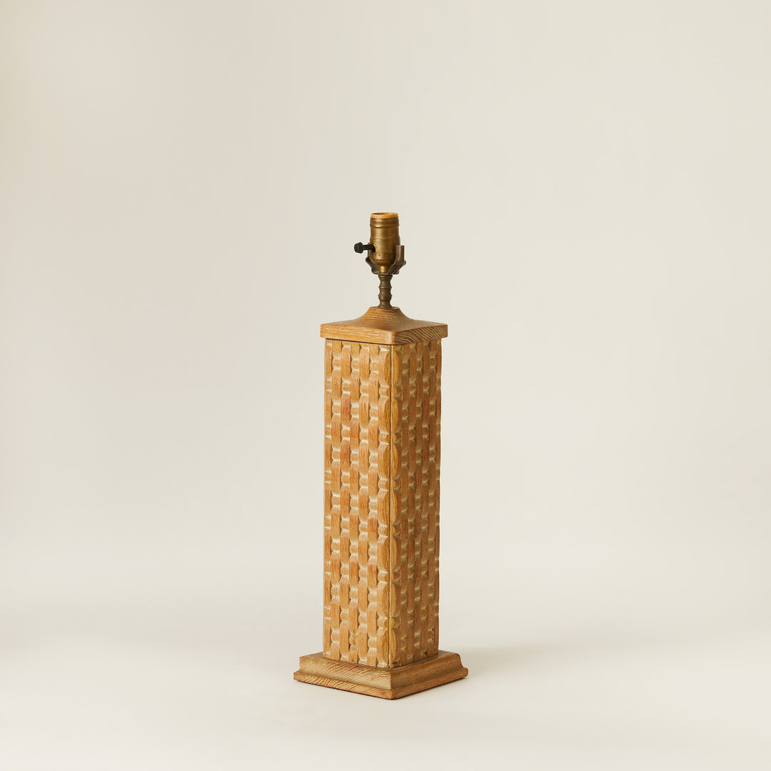 Pair of Cirused Oak Carved Lamps, French c. 1940