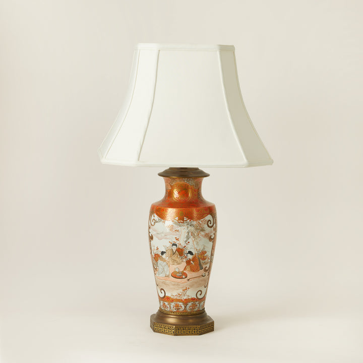 19th Century Meiji Period Kutani Porcelain Vase Lamp, Japanese