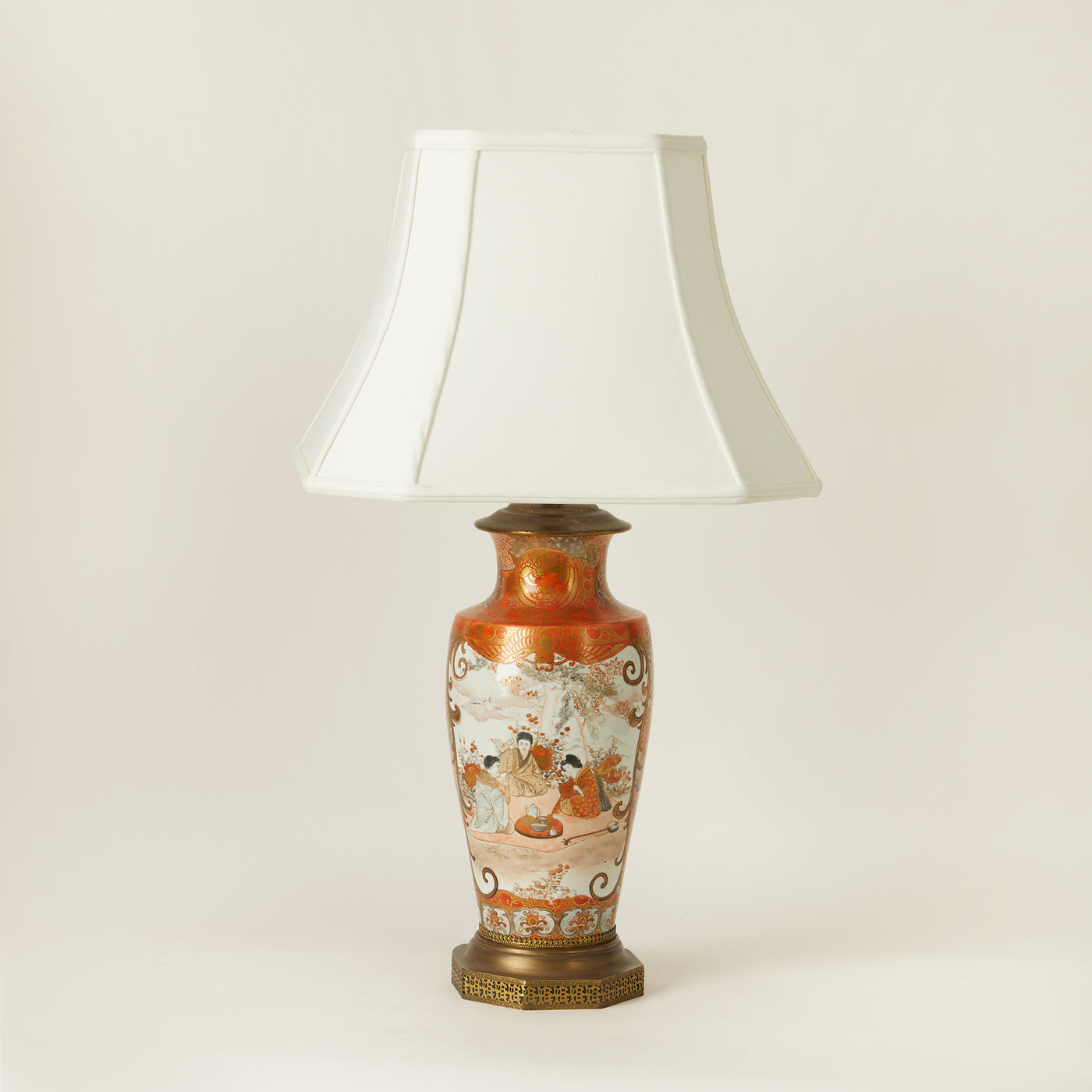 19th Century Meiji Period Kutani Porcelain Vase Lamp, Japanese