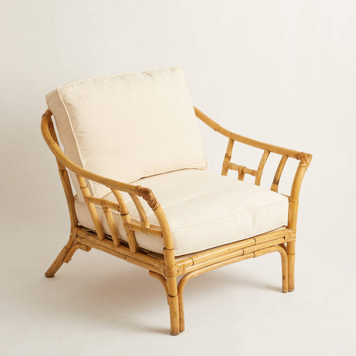 Pair of Vintage Bamboo Chairs with Deep Comfy Cushions