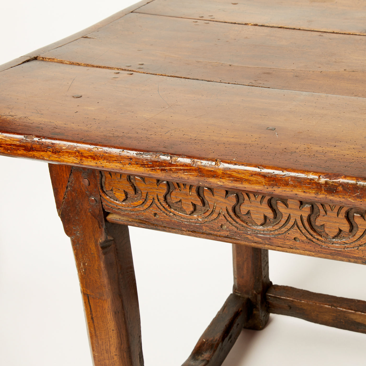 Mid 18Th C. English Refectory Table <P> W/ Side Drawer