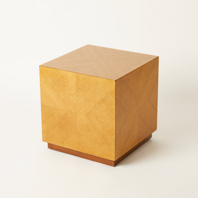 Square Burl Wood Cube Table