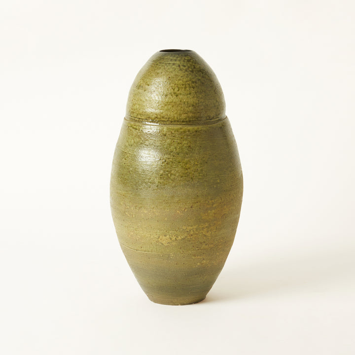 Large Green Ceramic Vessel by Ann Mallory