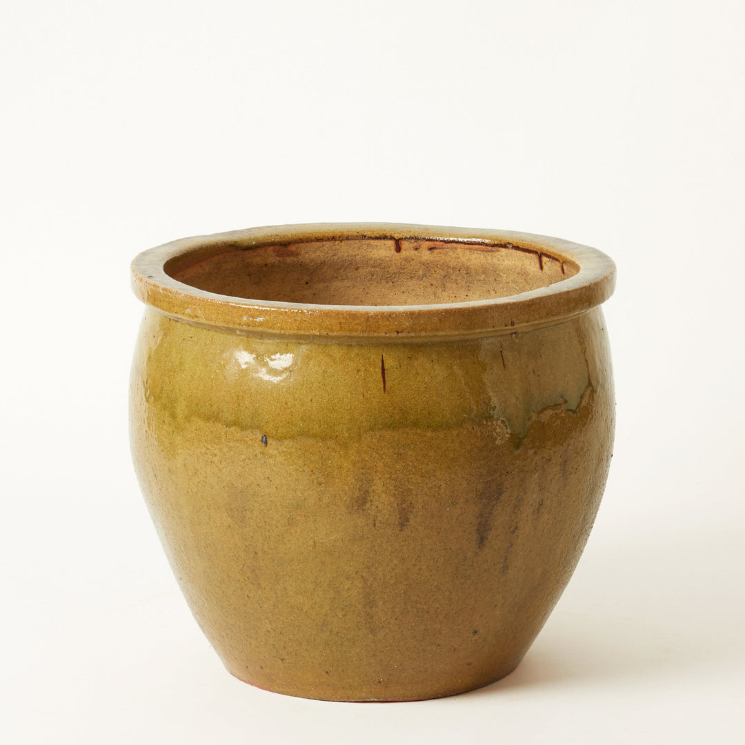 French Anduze Garden Planter <p> with Olive Green Glaze