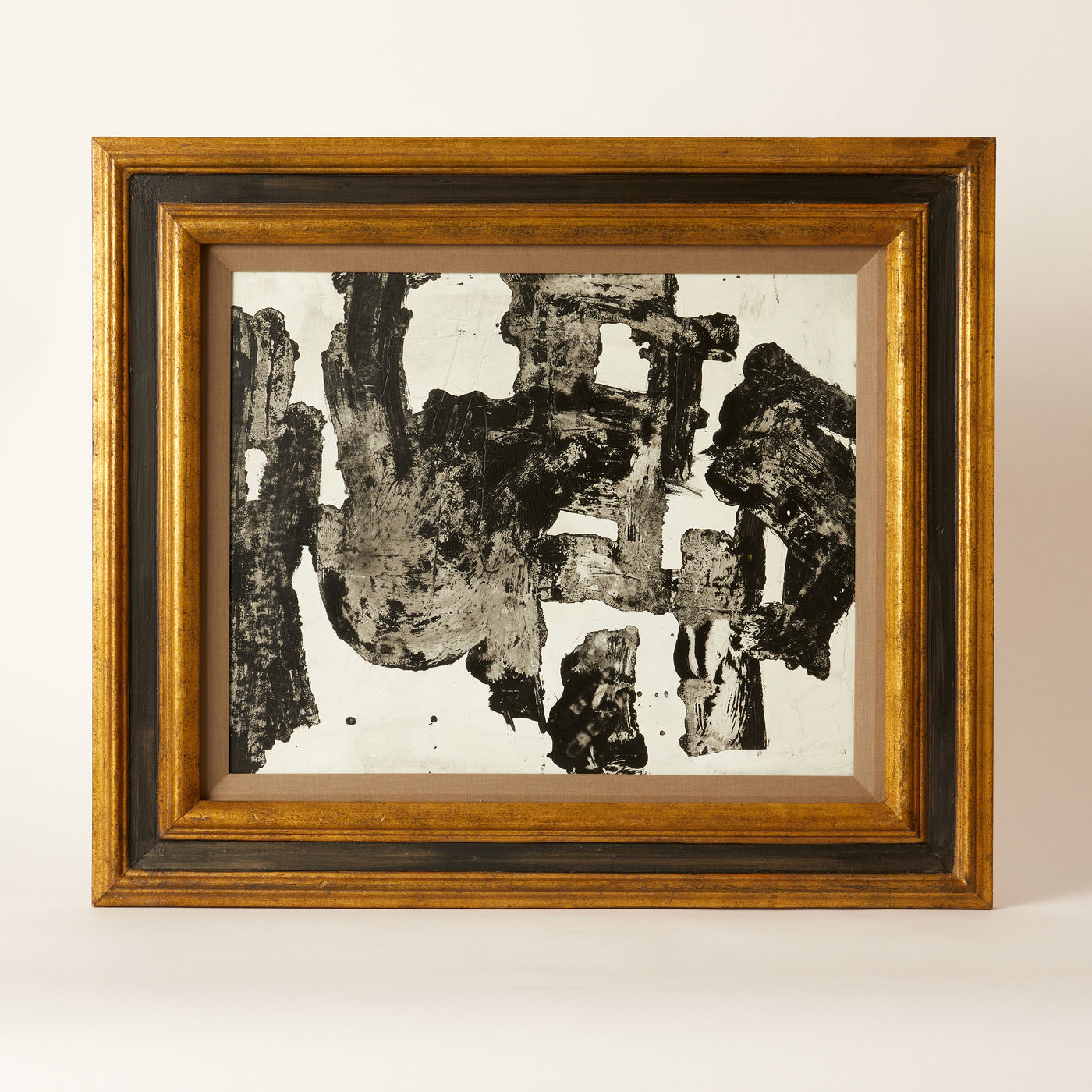 Black & Grey Abstract with Gold & Black Vintage Frame By Matt Wood