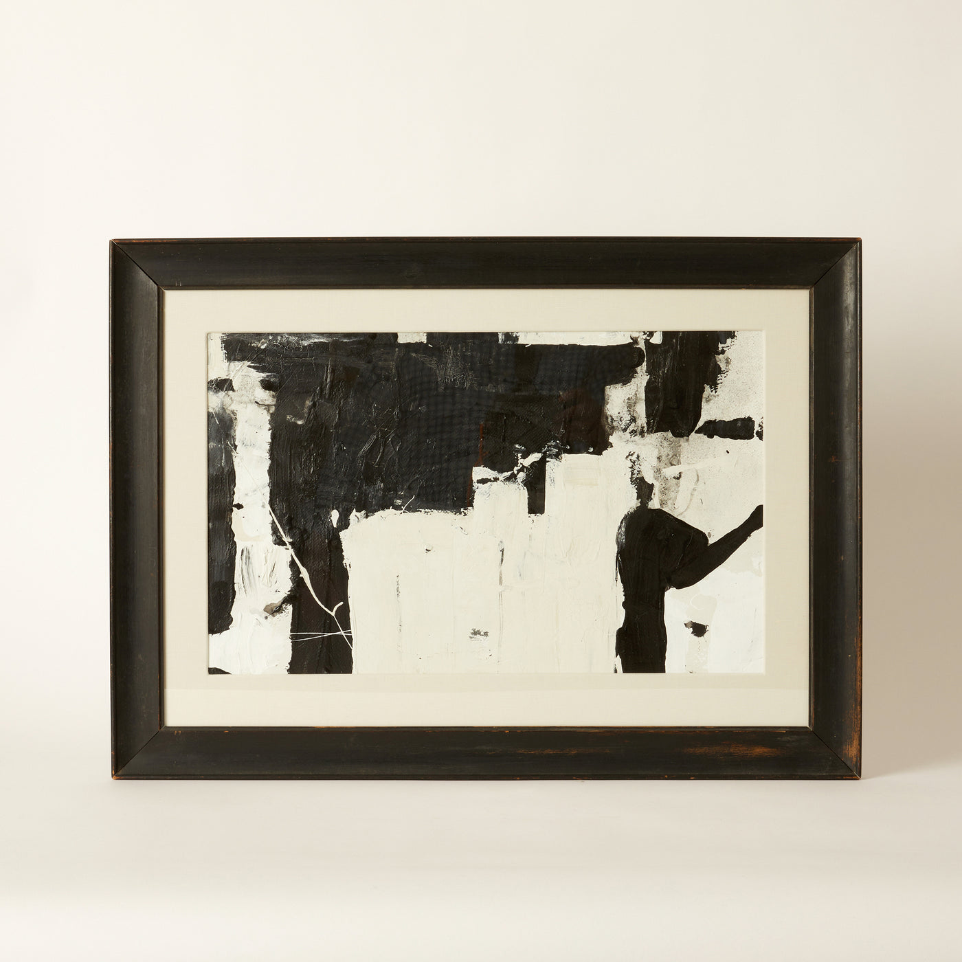 Horizontal Abstract By Matt Wood W/ Black Wood Frame, Beige Linen Mat