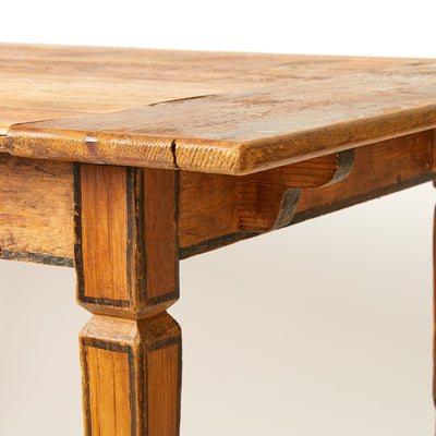 American Farm Table With Painted Black Detailing