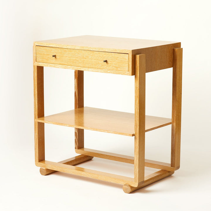 Cerused Oak Staple Side Table By Duane Modern