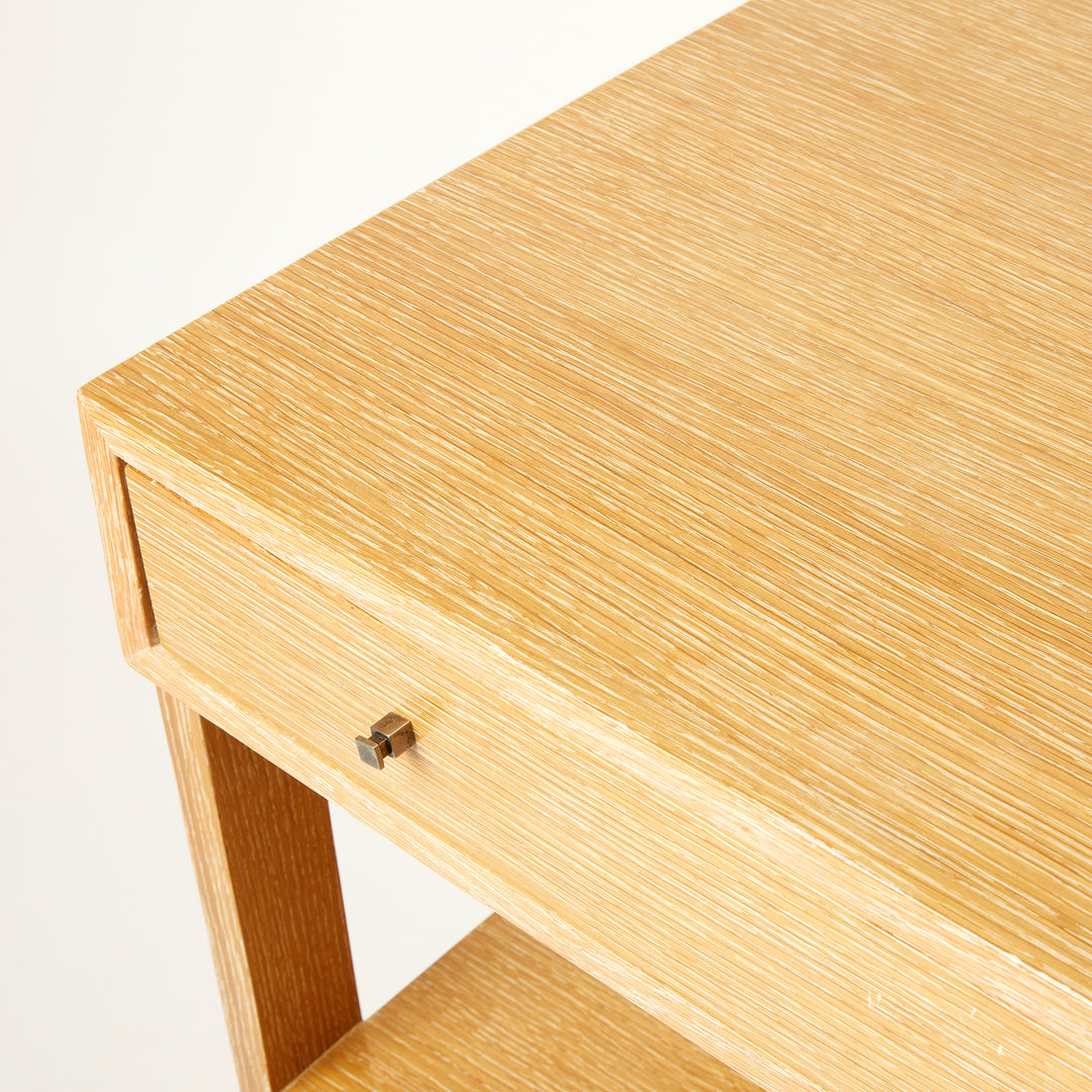 Cerused Oak Staple Side Table By Duane Modern