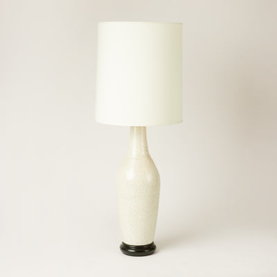 Large Ceramic Lamp With White Crackle Vase