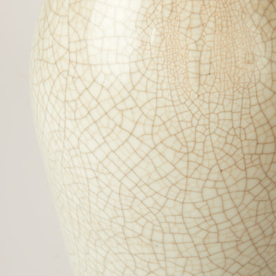 Large Ceramic Lamp With White Crackle Vase