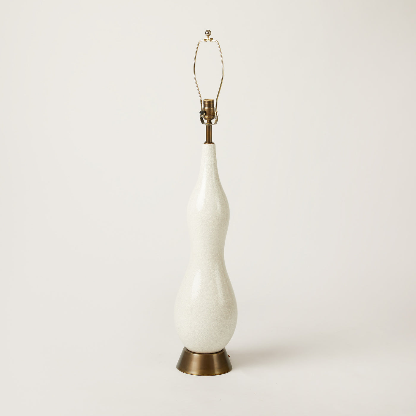 Tall White Gourd Lamp With Crackle Finish