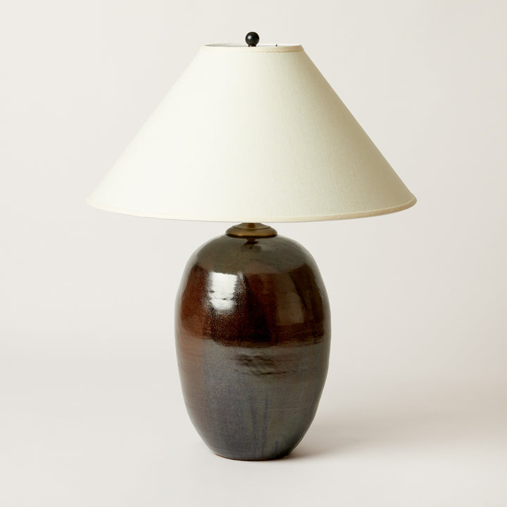 Dark Brown Ceramic Lamp By Local Artist